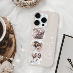 Custom Photo Collage Personalized Beige iPhone 16 Pro Case