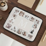 Custom Photo Collage Personalized Beige Laptop Sleeve<br><div class="desc">Create your own personalized 14 photo collage,  laptop sleeve beige background. The laptop sleeve face also features your monogram. Add your favorite photos,  designs or artworks to create something really unique.</div>
