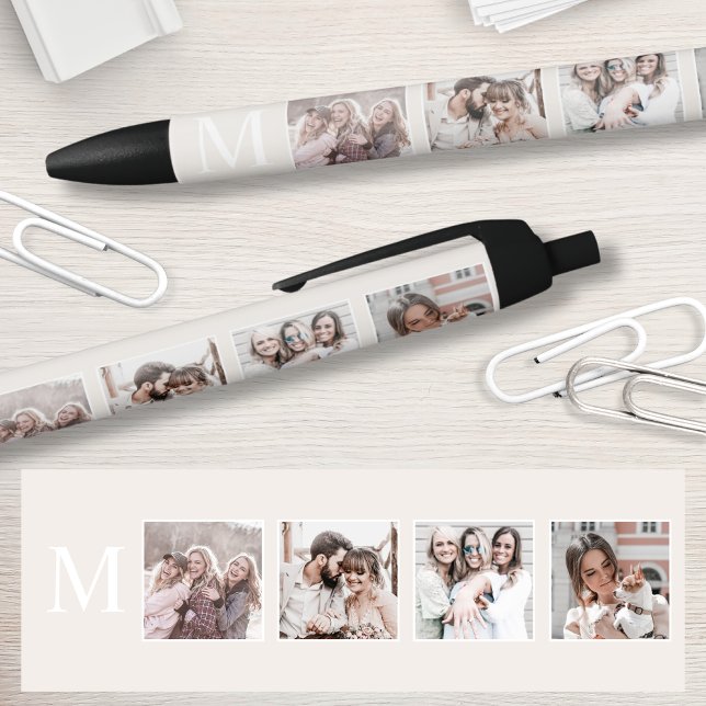 Custom Photo Collage Personalized Beige Pen (Creator Uploaded)
