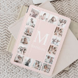 Custom Photo Collage Personalized Blush Pink iPad Pro Cover<br><div class="desc">Create your own personalized 16 photo collage,  ipad smart cover blush pink background. The ipad smart cover face also features your monogram. Add your favorite photos,  designs or artworks to create something really unique.</div>