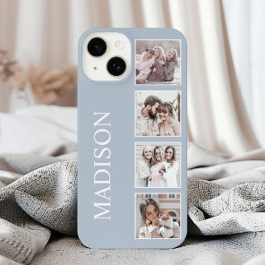 Custom Photo Collage Personalized Dusty Blue iPhone 16 Case