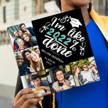 Custom photo collage personalized fun I'm done Graduation Cap Topper<br><div class="desc">Celebrate your big day with this fun self-ironic graduation cap topper featuring a sarcastic quote that reads "I'm like 2022% done" (the year can be personalized) decorated with a black graduation cap with a tassel. Easily customize this cap topper with your name and graduation year and with 5 of your...</div>