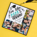 Custom photo collage personalized fun I'm done Graduation Cap Topper<br><div class="desc">Celebrate your big day with this fun self-ironic graduation cap topper featuring a sarcastic quote that reads "I'm like 2022% done" (the year can be personalized) decorated with a black graduation cap with a tassel. Easily customize this cap topper with your name and graduation year and with 5 of your...</div>
