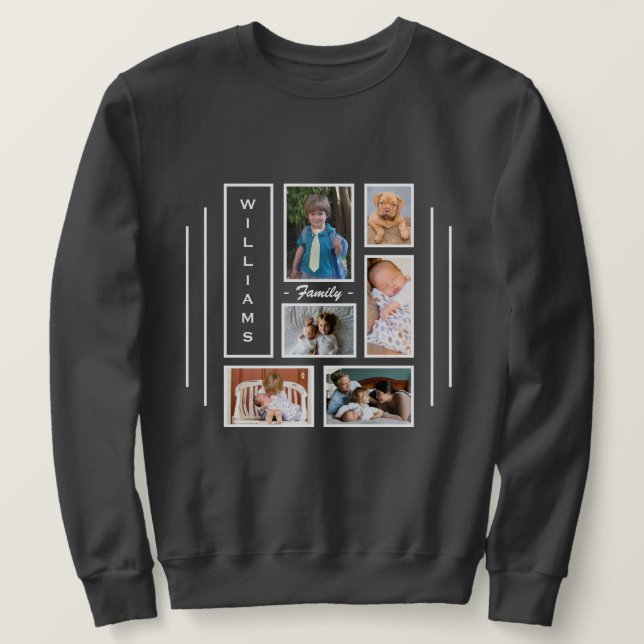 Custom Photo Collage Personalized Men's Dark Gray Sweatshirt (Design Front)