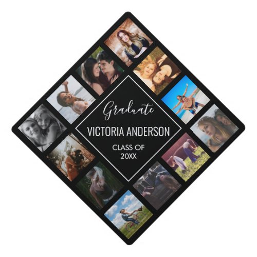Custom Photo Collage Personalized Name Graduation Cap Topper