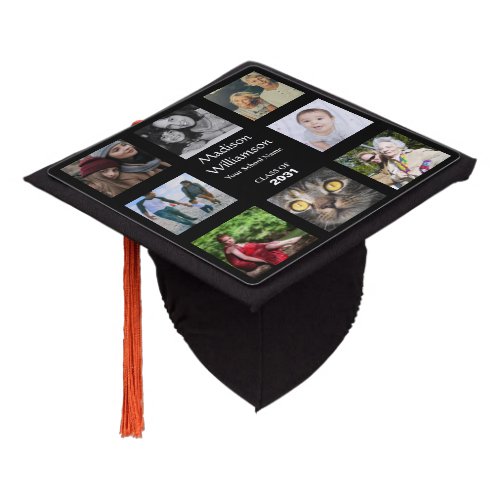 Custom Photo Collage Personalized Name School Year Graduation Cap Topper