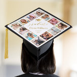 Custom Photo Collage Personalized Name Year Gold Graduation Cap Topper<br><div class="desc">Make this trendy elegant white and gold photo collage graduation cap topper unique with 12 of your favorite photos with family and friends. The design also features your name and class year.</div>