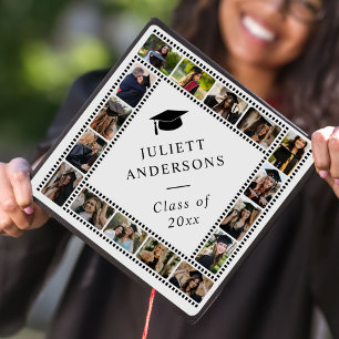 Custom Photo Collage Personalized Name Year Graduation Cap Topper