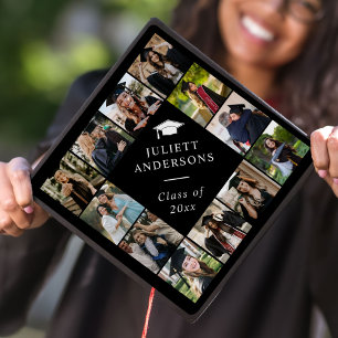 Custom Photo Collage Personalized Name Year Graduation Cap Topper