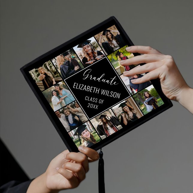 Custom Photo Collage Personalized Name Year Graduation Cap Topper (Creator Uploaded)