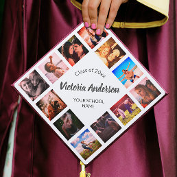 Custom Photo Collage Personalized Name Year Graduation Cap Topper
