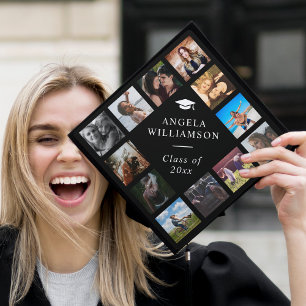 Custom Photo Collage Personalized Name Year Graduation Cap Topper