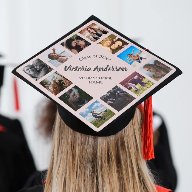 Custom Photo Collage Personalized Name Year  Graduation Cap Topper (Creator Uploaded)