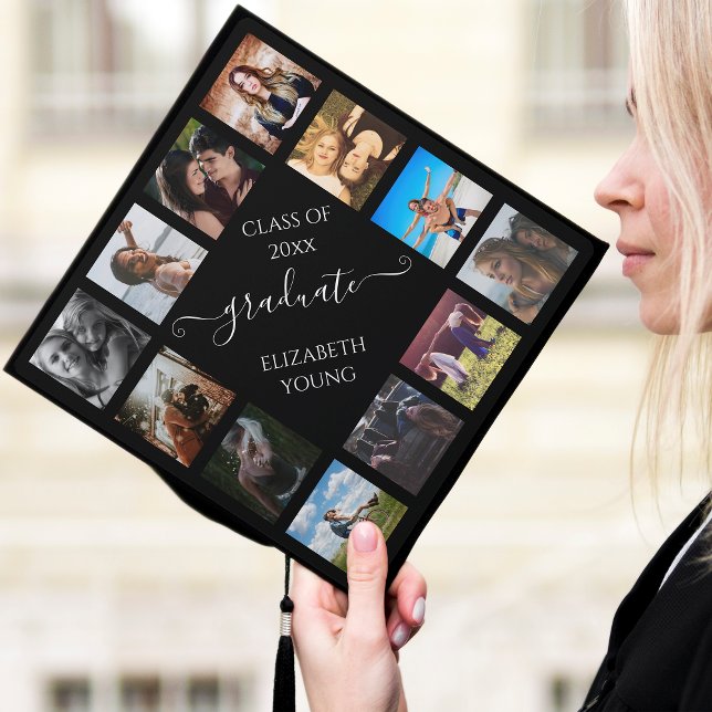Custom Photo Collage Personalized Name Year Graduation Cap Topper (Creator Uploaded)