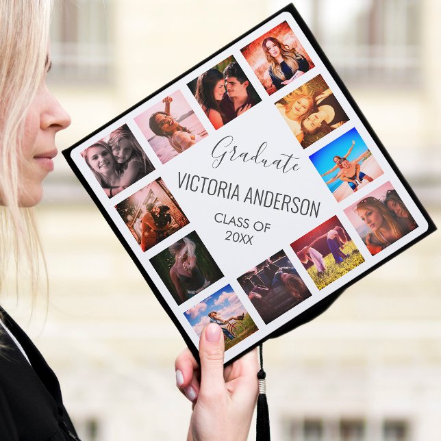 Custom Photo Collage Personalized Name Year Graduation Cap Topper (Creator Uploaded)