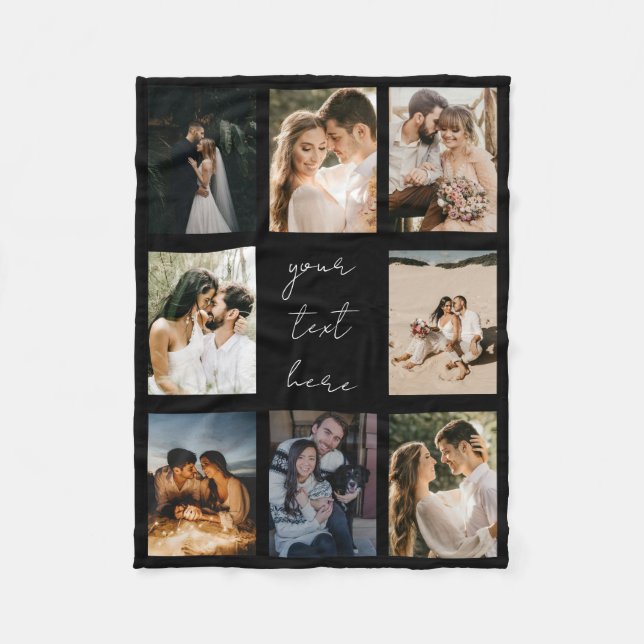 Custom Photo Collage Personalized Picture Family Fleece Blanket (Front)