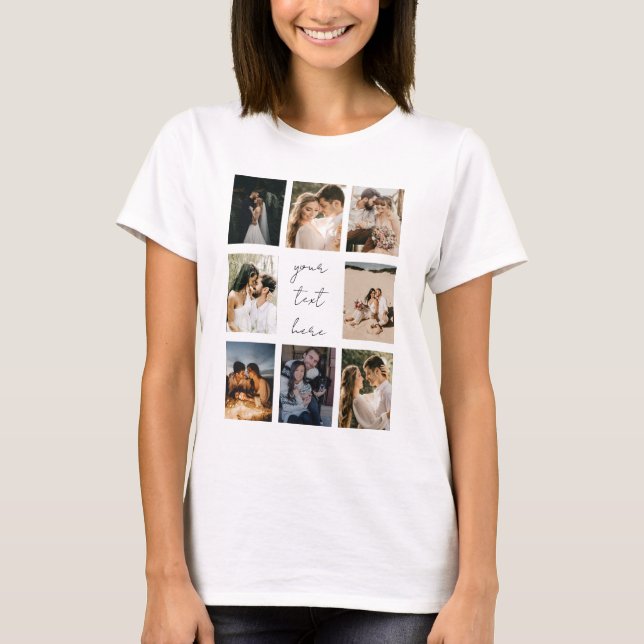 Custom Photo Collage Personalized Picture Family T-Shirt (Front)