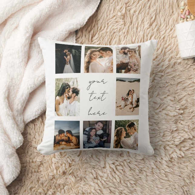 Custom Photo Collage Personalized Picture Family Throw Pillow (Blanket)