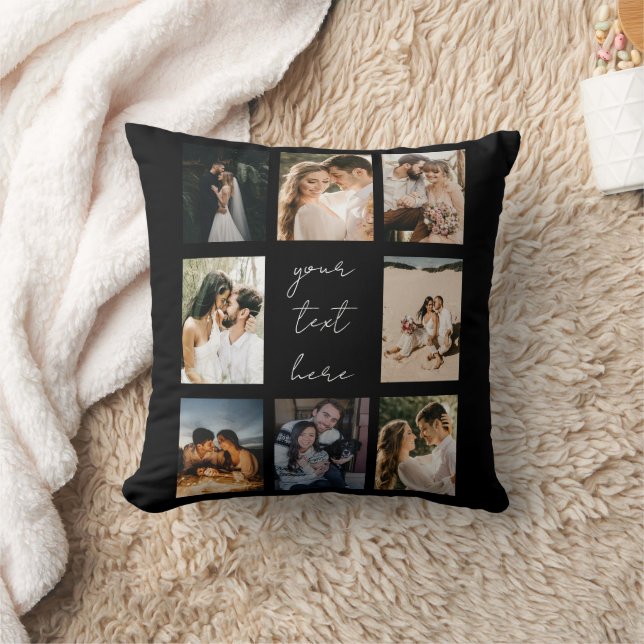 Custom Photo Collage Personalized Picture Family Throw Pillow (Blanket)
