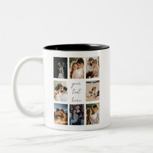 Custom Photo Collage Personalized Picture Family Two-Tone Coffee Mug