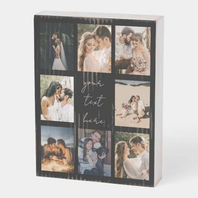 Custom Photo Collage Personalized Picture Family Wooden Box Sign (Angled Vertical)