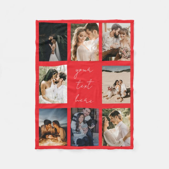 Custom Photo Collage Personalized Picture Romantic Fleece Blanket (Front)