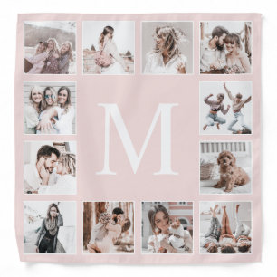 Custom Photo Collage Personalized Pink Bandana