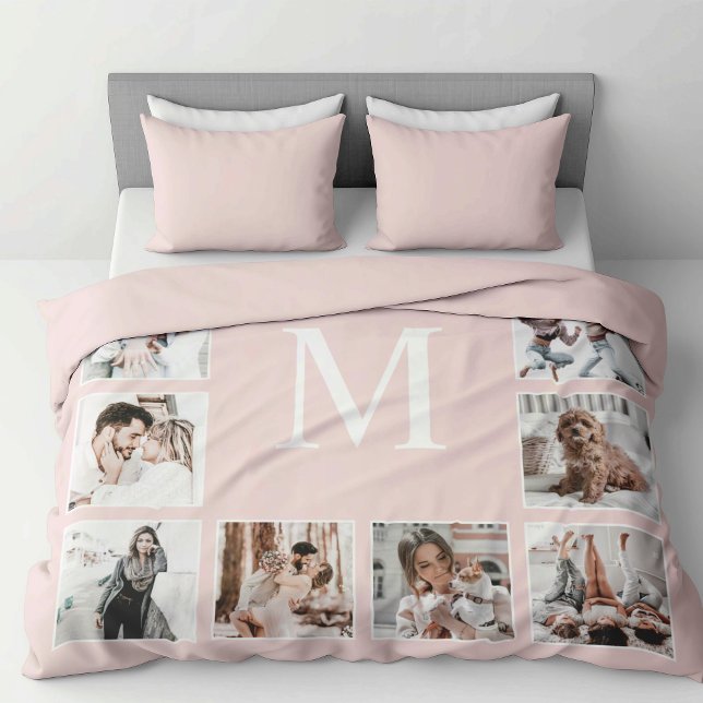 Custom Photo Collage Personalized Pink Duvet Cover (Creator Uploaded)