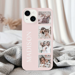 Custom Photo Collage Personalized Pink iPhone 14 Case