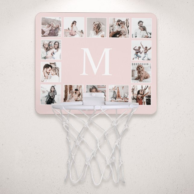 Custom Photo Collage Personalized Pink Mini Basketball Hoop (Creator Uploaded)