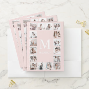 Custom Photo Collage Personalized Pink Pocket Folder