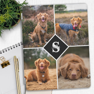 Custom Photo Collage Pet Dog Cat Monogram Photo iPad Smart Cover