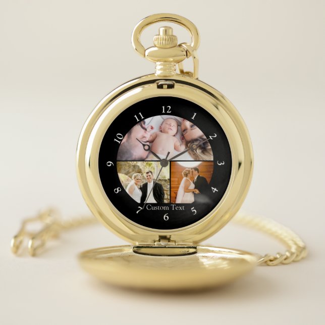 Custom Photo Collage Picture Pocket Watch (Inside)