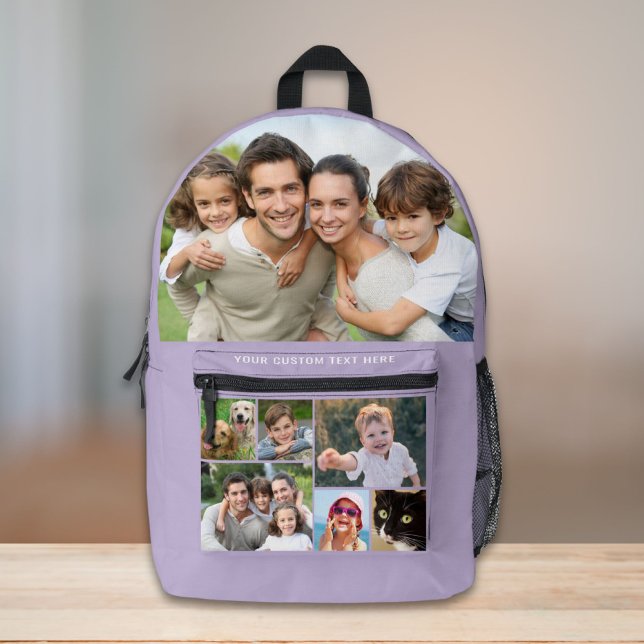 Custom Photo Collage Purple Printed Backpack (Creator Uploaded)