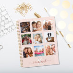 Custom photo collage rose gold pink monogram 2024 planner<br><div class="desc">Make your own unique family photo collage as a gift or for yourself. Use four, 9 of your favorite photos of your family, friends, dream travel destination or pet! Personalize and add a name and your monogram letter. The name is written with a modern hand lettered style script with swashes....</div>