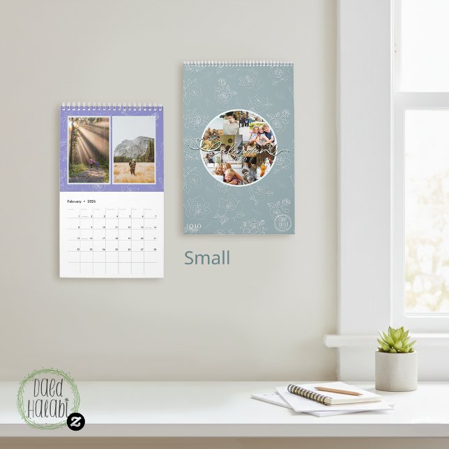 Custom photo collage Rose Line Art 2026 Calendar (Custom photo collage Rose Line Art 2026 Calendar)