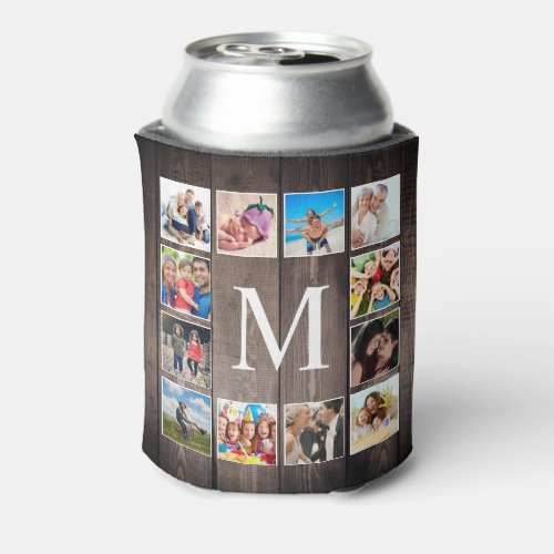 Custom Photo Collage Rustic Farmhouse Family Can Cooler