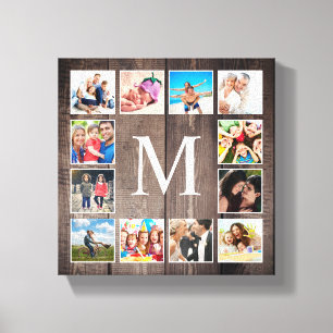 Custom Photo Collage Rustic Farmhouse Family Canvas Print