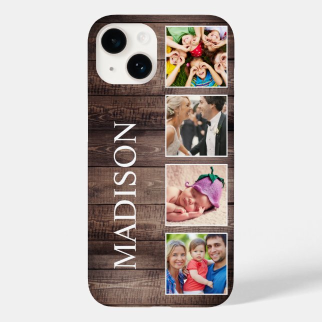 Custom Photo Collage Rustic Farmhouse Family Case-Mate iPhone Case (Back)