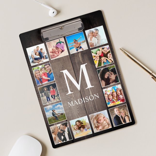 Custom Photo Collage Rustic Farmhouse Family Clipboard (Creator Uploaded)