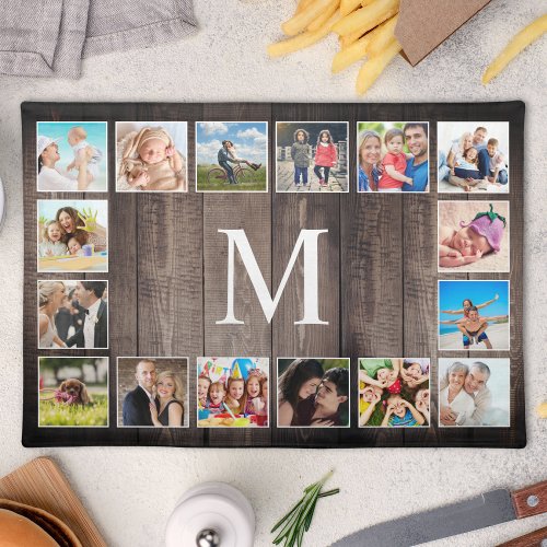 Custom Photo Collage Rustic Farmhouse Family Cloth Placemat