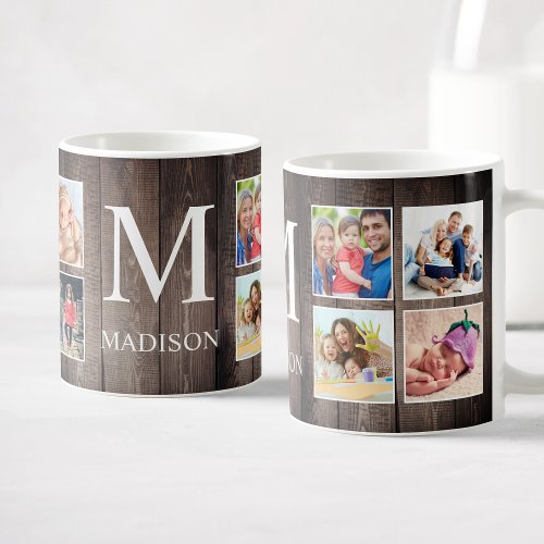 Custom Photo Collage Rustic Farmhouse Family Coffee Mug