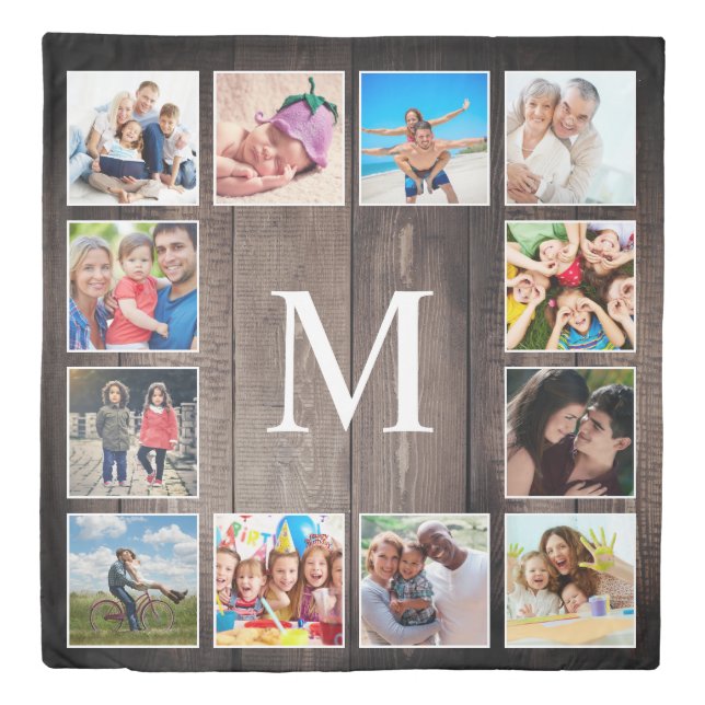Custom Photo Collage Rustic Farmhouse Family Duvet Cover (Front)