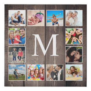 Custom Photo Collage Rustic Farmhouse Family Faux Canvas Print