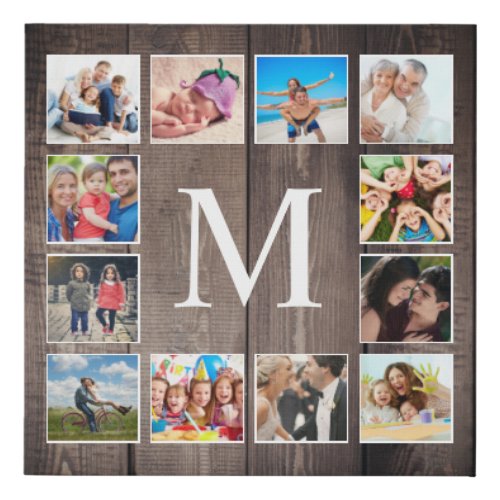 Custom Photo Collage Rustic Farmhouse Family Faux Canvas Print