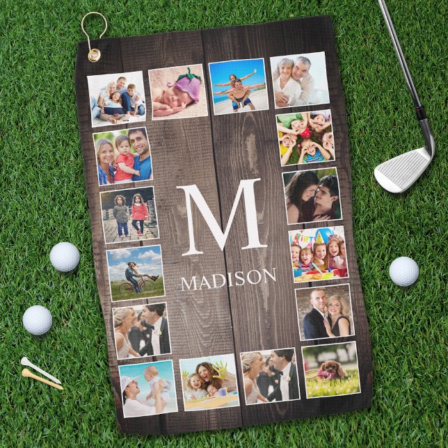 Custom Photo Collage Rustic Farmhouse Family Golf Towel (Creator Uploaded)