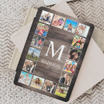 Custom Photo Collage Rustic Farmhouse Family iPad Pro Cover<br><div class="desc">Create your own personalized 16 photo collage ipad smart cover with your custom images on a rustic farmhouse style wooden plank background. The design also features your monogram. Add your favorite photos,  designs or artworks to create something really unique.</div>