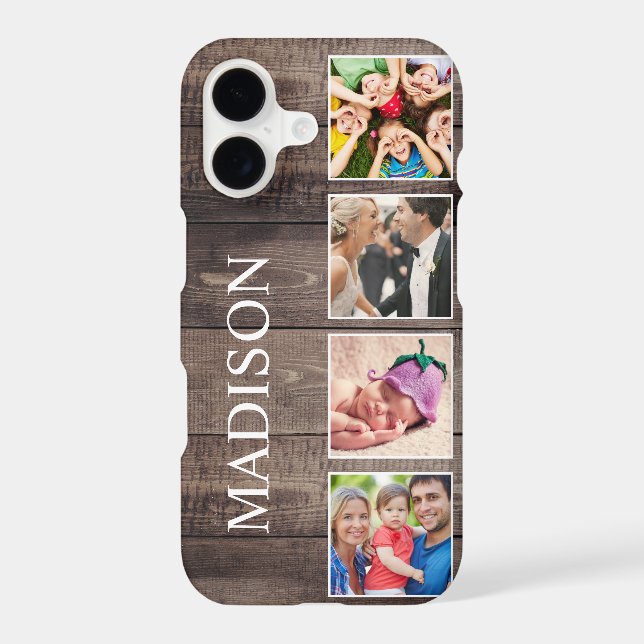 Custom Photo Collage Rustic Farmhouse Family iPhone Case (Back)