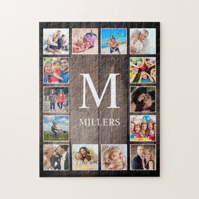 Custom Photo Collage Rustic Farmhouse Family Jigsaw Puzzle (Vertical)