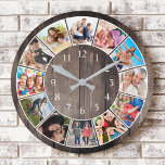 Custom Photo Collage Rustic Farmhouse Family Large Clock at Zazzle